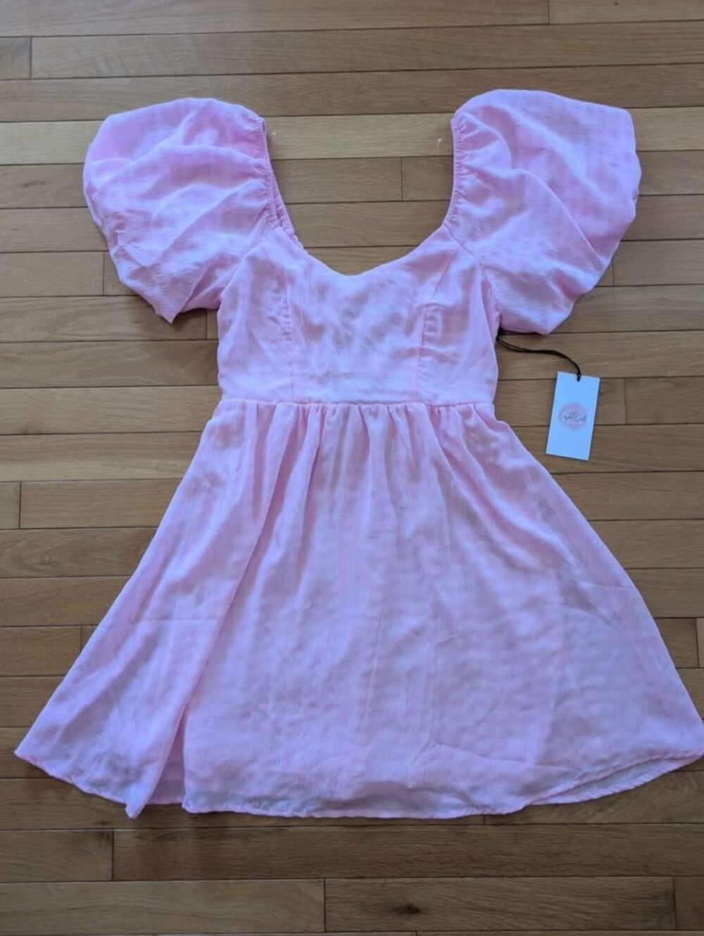 Pink Bubble Sleeve Dress
